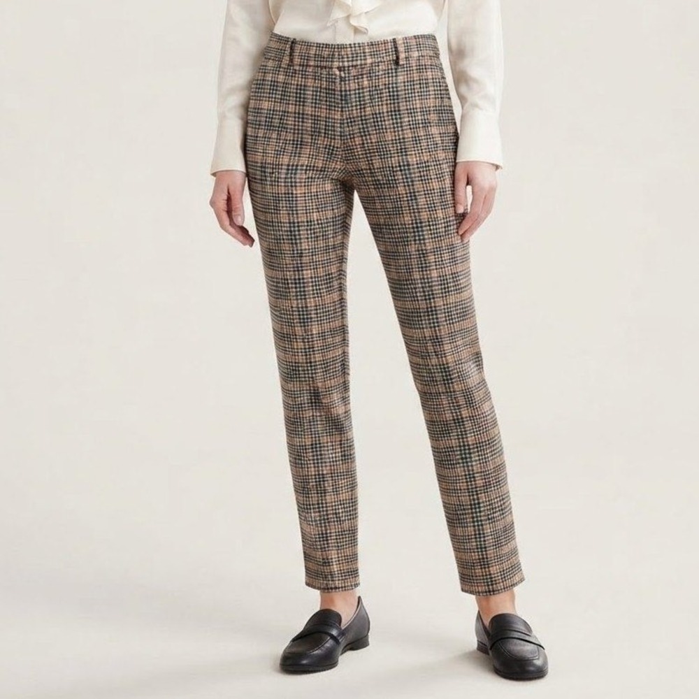 Joe Fresh Plaid Trousers Womens 4 Multicolor Check Pants Straight‎ Office Fall